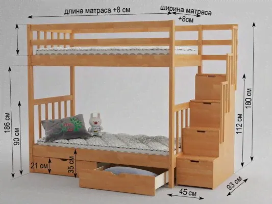 Двухъярусная кровать из массива дерева Vita Mia Artek Lux ( Артек Люкс )-4